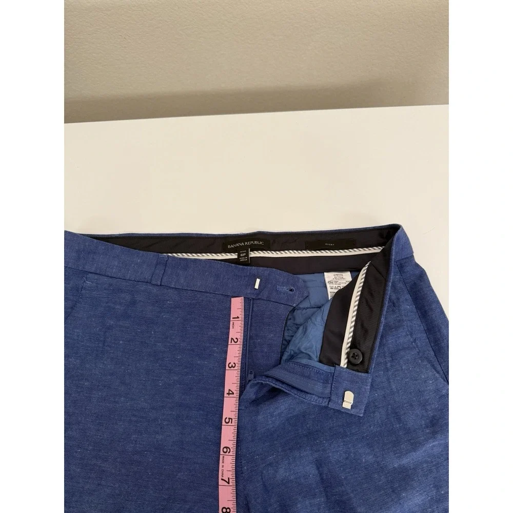Banana Republic Avery Blue Crop Pants Size 6 Petite Rayon Linen Blend Trousers